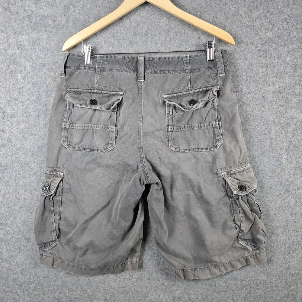 American Eagle Cargo Shorts Mens 32 Gray Longboard Flat Front Skater Faded